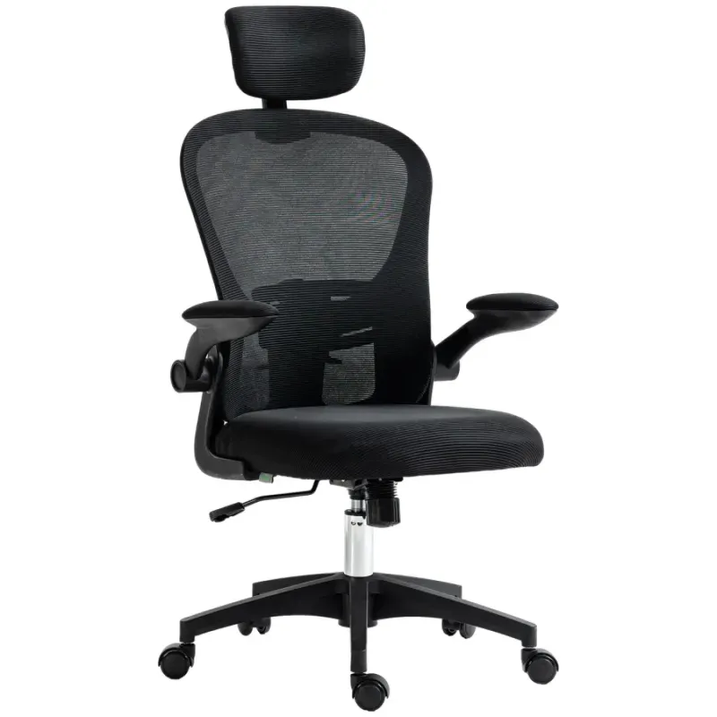 Ergonomic Mesh Office Chair with 4-Way Adjustable Lumbar Support and Headrest - Black