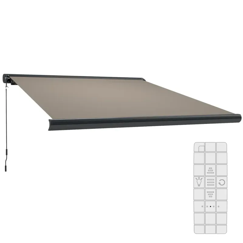  3.5m x 3m Electric Full Cassette Retractable Awning with Remote - Light Grey