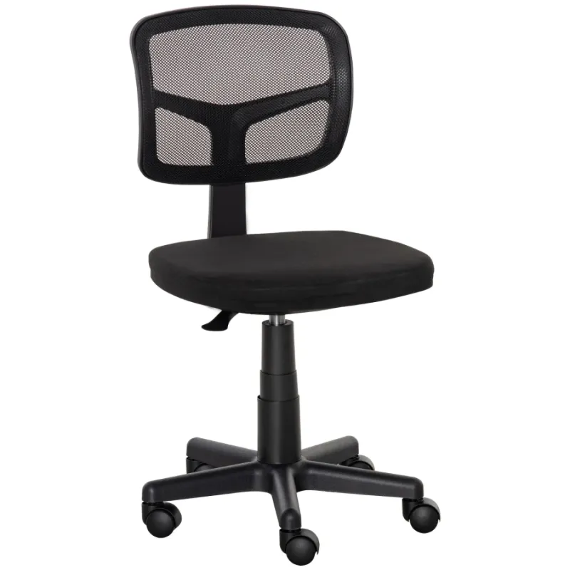 Ergonomic Armless Mesh Office Chair - Height Adjustable Swivel Desk Chair
