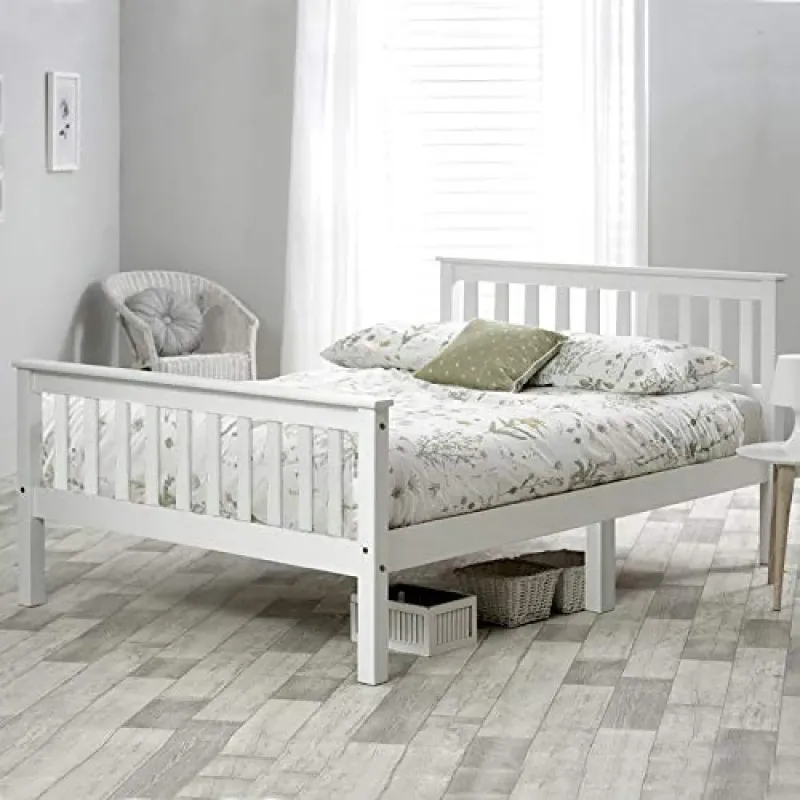 Classic White Pine Wood Double Bed Frame (4ft 6)
