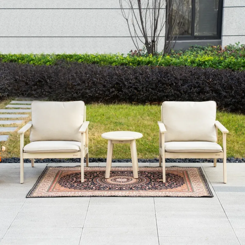 Solara 3-Piece Acacia Wood Outdoor Bistro Sofa Set with Rope Detail