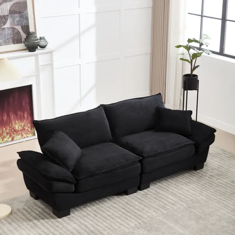 GOMYWAY 2 Seater Oversized Corduroy Loveseat Sofa with Deep Seating