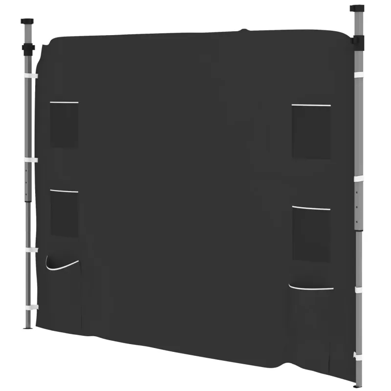 Replacement Gazebo Sidewall with Storage Pockets - 195 x 295cm, Black