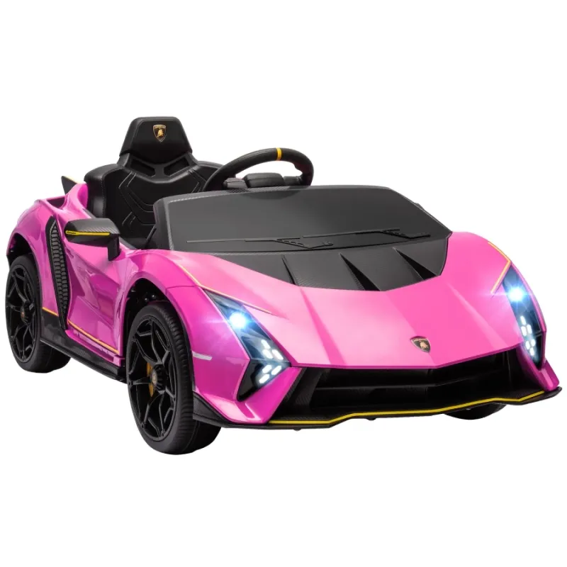 Lamborghini Autentica Licensed 12V Kids Electric Ride-On Car with Remote Control - Pink