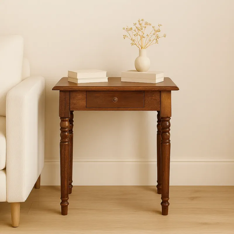 Chestnut Solid Wood Turned Leg Writing Desk with Storage
