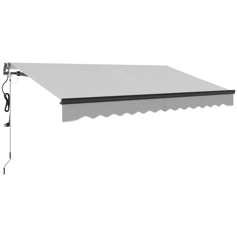  3.5m x 3m Electric Retractable Patio Awning with Remote Control - Light Grey