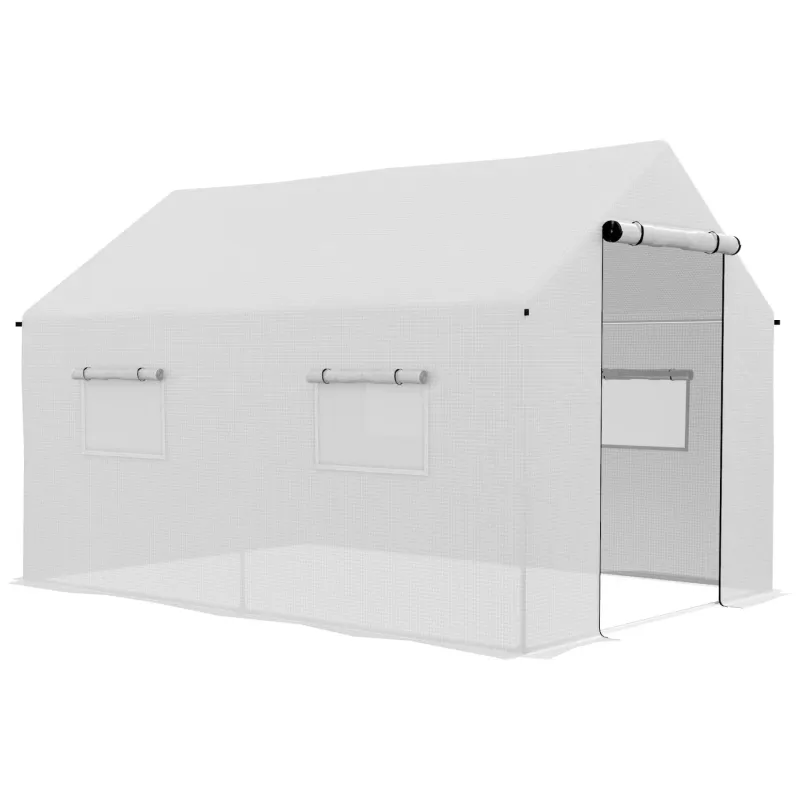 Polytunnel Greenhouse with Galvanised Steel Frame, 2 x 3m - White