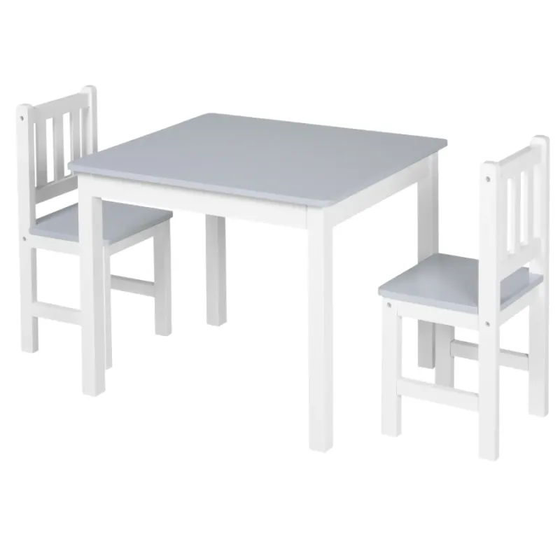 3 Piece Kids Table and Chair Set - Grey