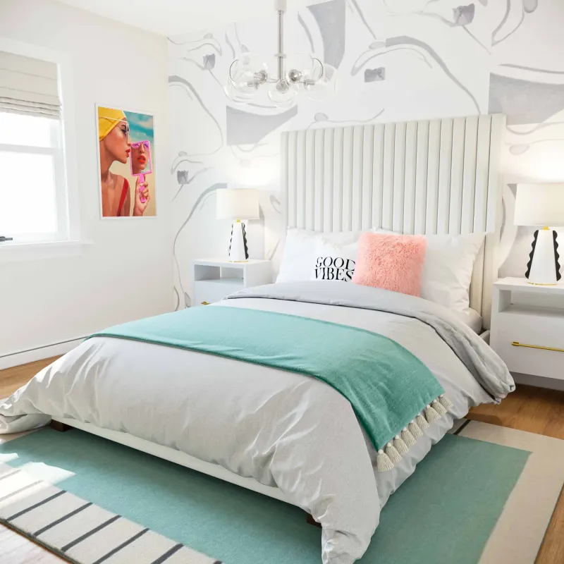 Arabelle White Velvet Super King Bed