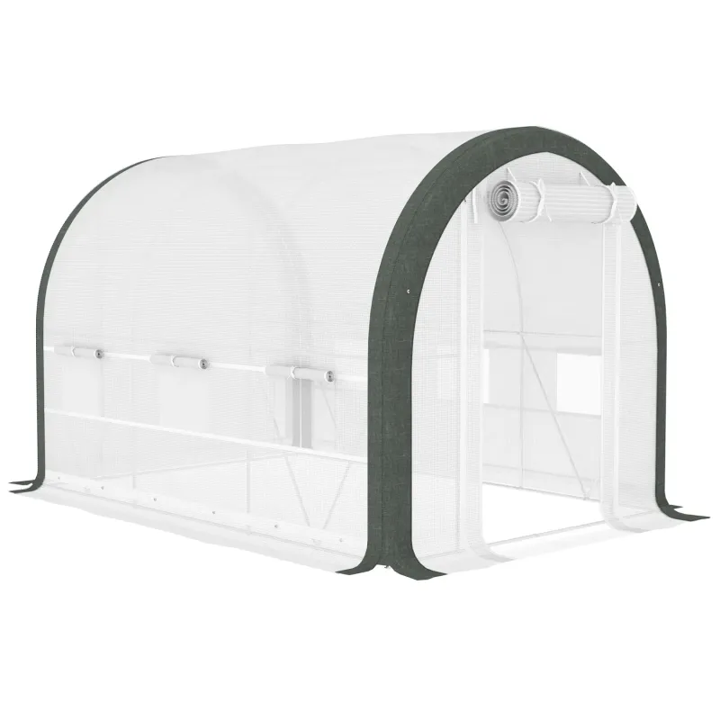 3 x 2m Walk-In Polytunnel Greenhouse with Accessory Kit - White