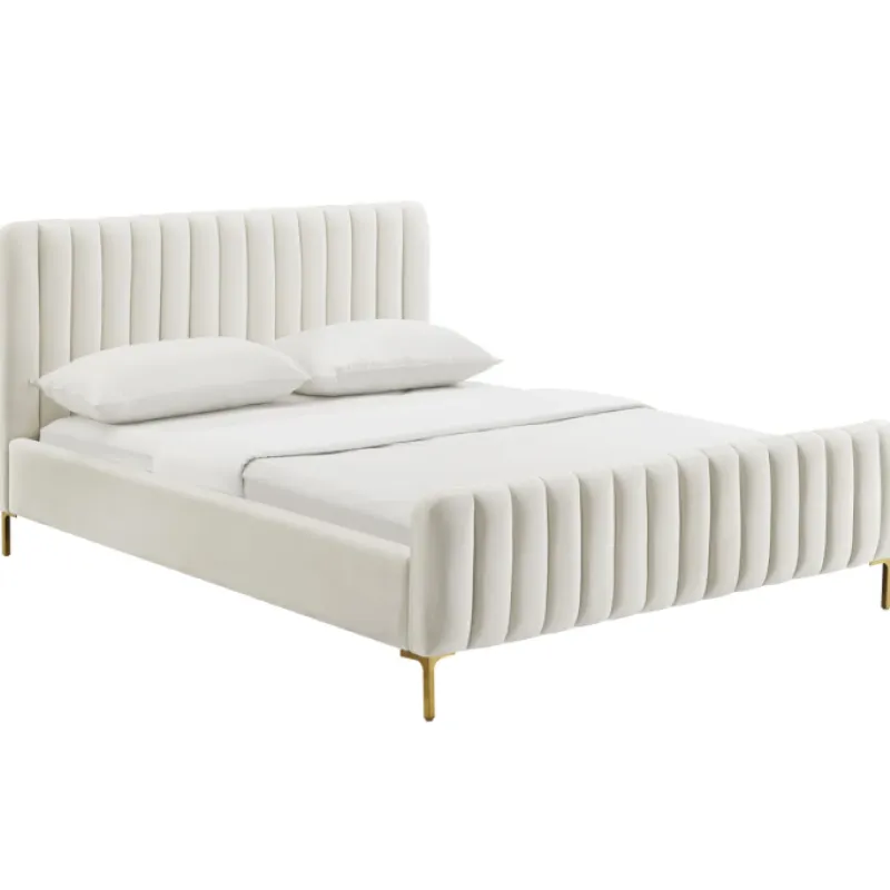 Angela Cream Upholstered King Size Bed