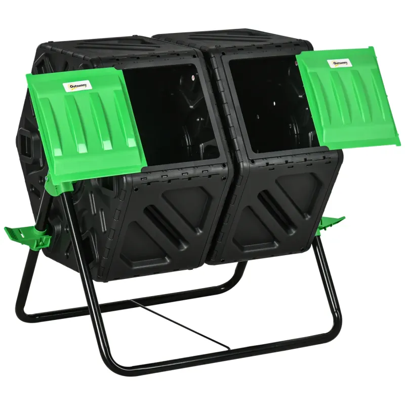 130L Double Chamber Rotating Garden Composter - Black