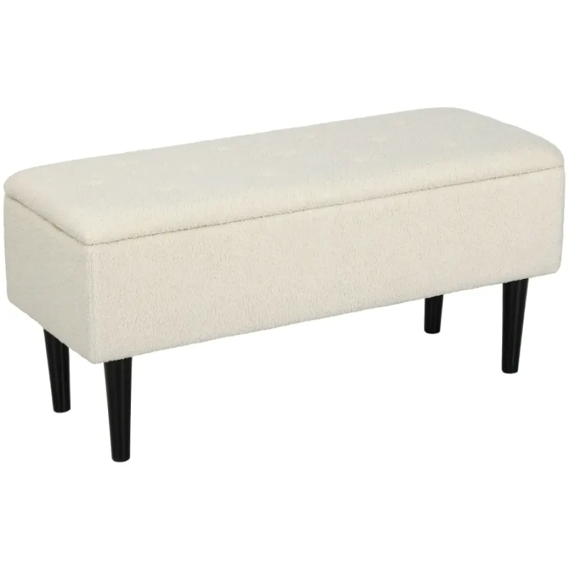 Teddy Fleece 47L Storage Ottoman Bench - Cream