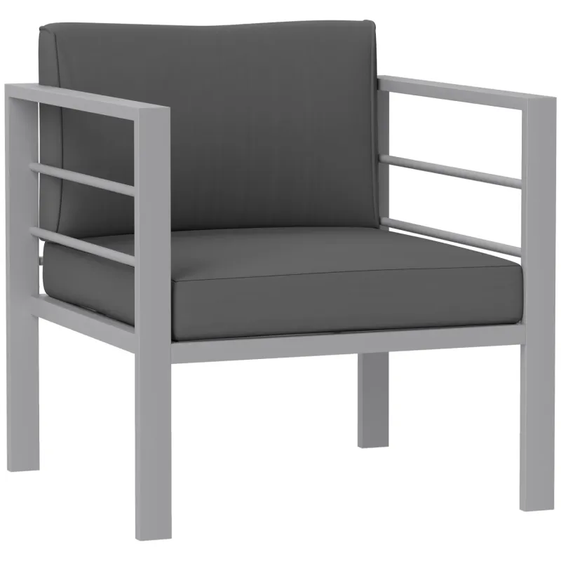 All-Weather Single Garden Sofa with Aluminium Frame - Charcoal Grey