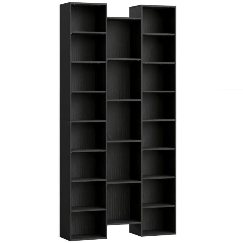  21-Compartment Tall Bookcase and Media Storage Unit - Black
