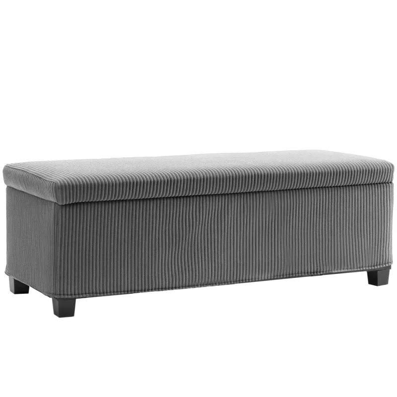 112cm Corduroy Storage Ottoman Bench - Grey