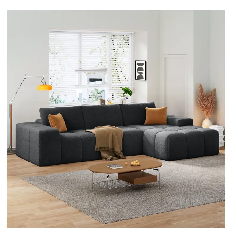 L-Shaped Chenille Cloud Sofa - No Assembly Required