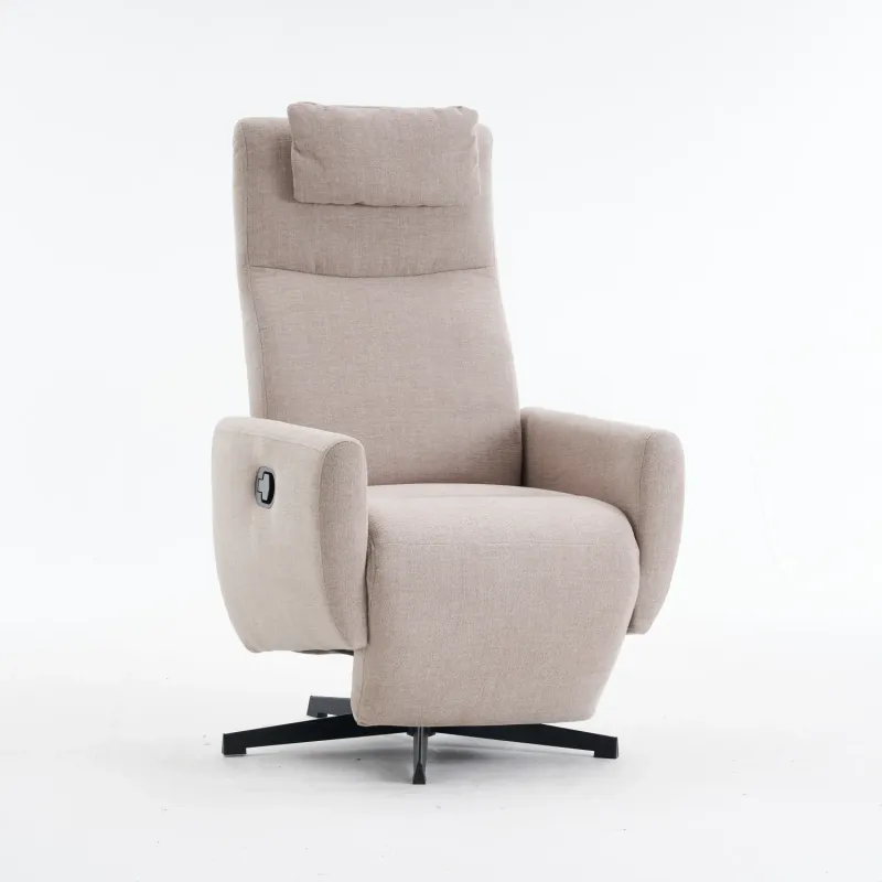 Chenille Fabric Recliner Chair in Grey with Padded Seat and Footrest