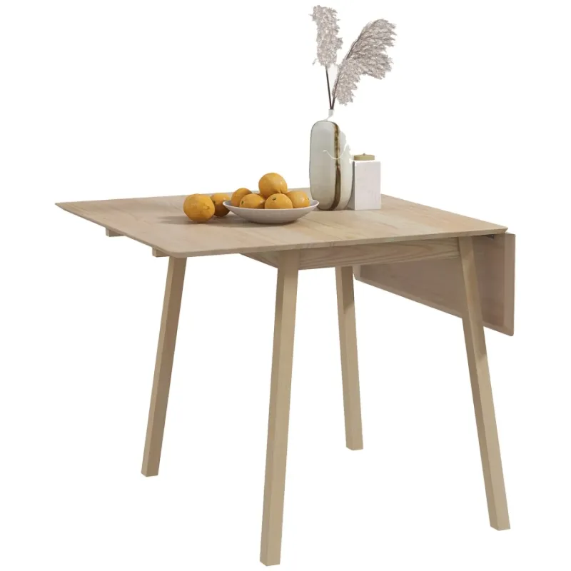 Solid Pine Drop Leaf Folding Dining Table, Natural Wood