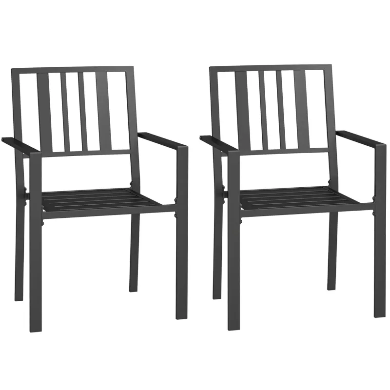 Minimal Metal Garden Chairs (Set of 2) - Black