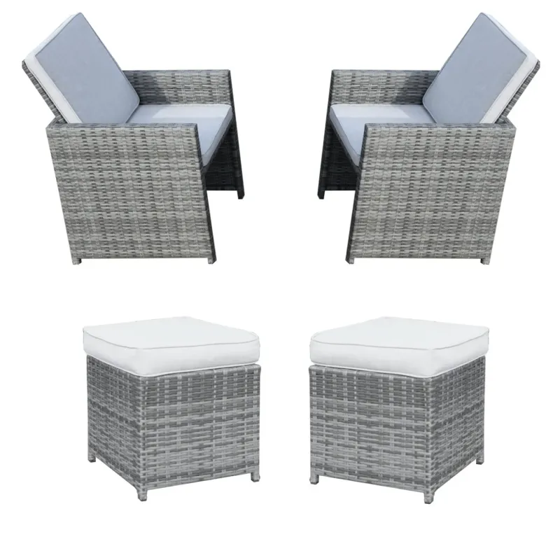 Sonoma 4-Piece Rattan Garden Armchair and Ottoman Set