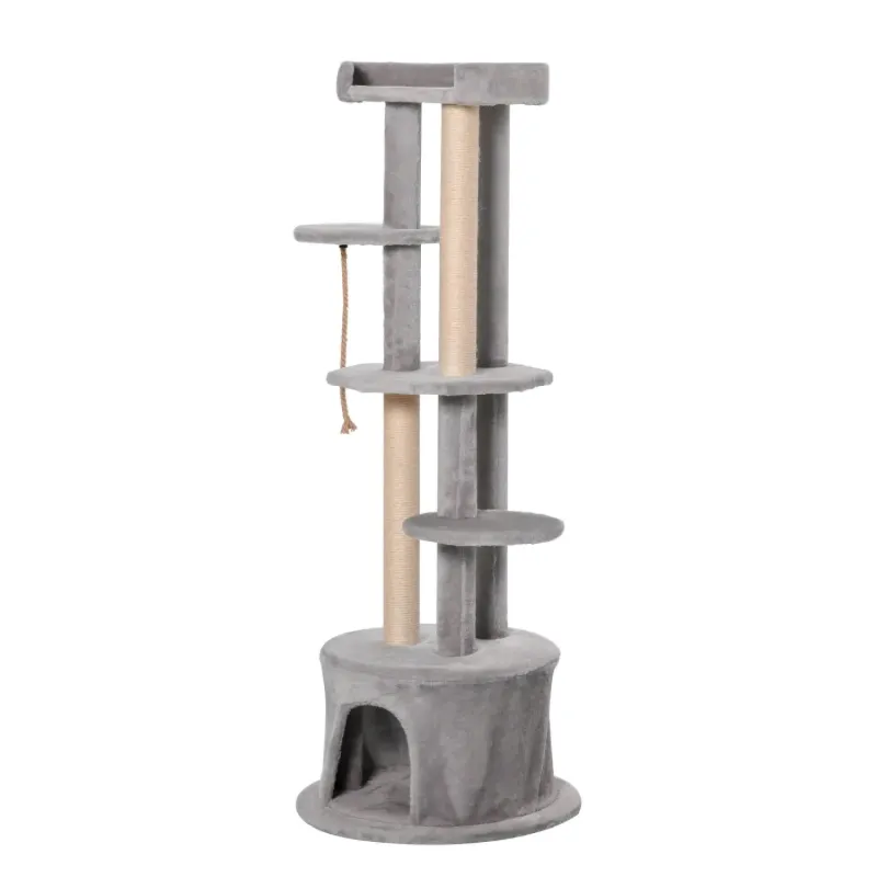 150cm Multi-Level Cat Tree with Scratching Posts and Condo - Grey