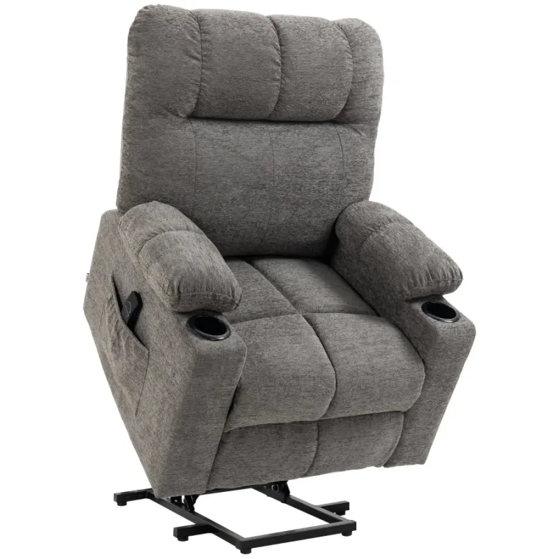 Electric Power Lift Riser Recliner Chair with Remote Control - Grey Velvet-Feel