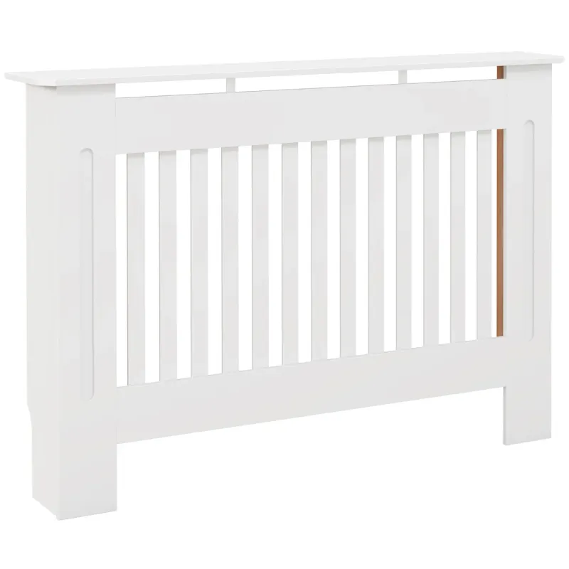 Slatted Radiator Cover with Storage Shelf - White - 112cm
