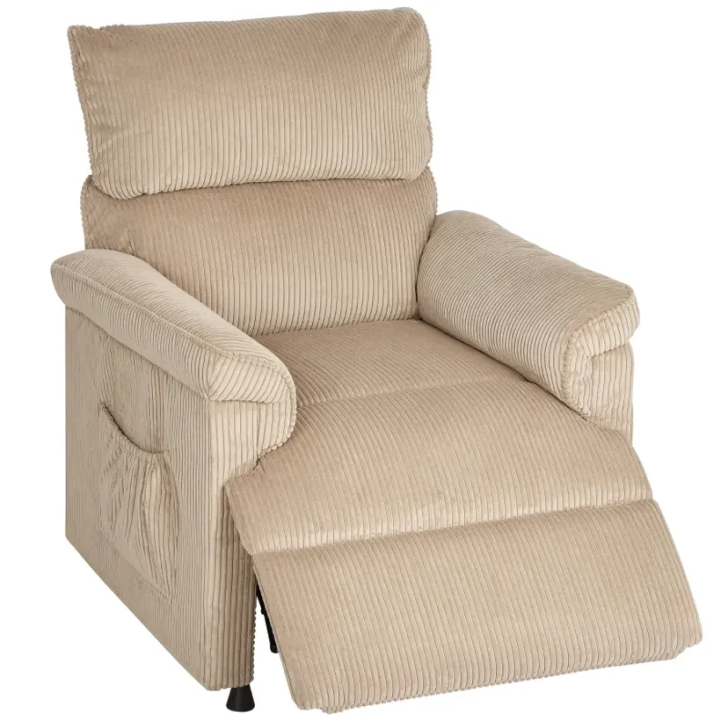  Electric Massage Recliner Chair with 8-Point Vibration, Lumbar Heat and USB Port - Brown Corduroy