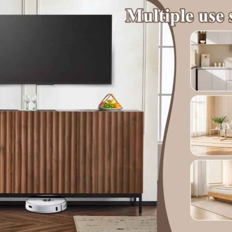 Dark Oak Grain Sideboard, 150cm, in Dark Oak, with 3D Wave Design