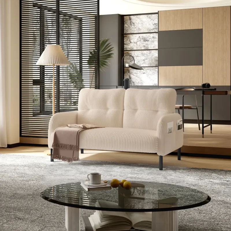 GOMYWAY Corduroy 2 Seater Sofa with Side Storage Pockets