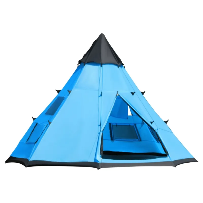6 Person Tipi Tent with 2.6m Standing Height - Blue