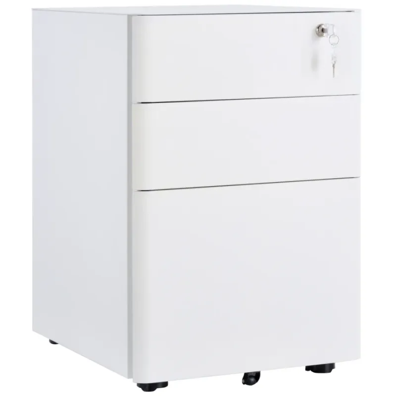 3-Drawer Steel Under Desk Rolling Filing Cabinet with Lock