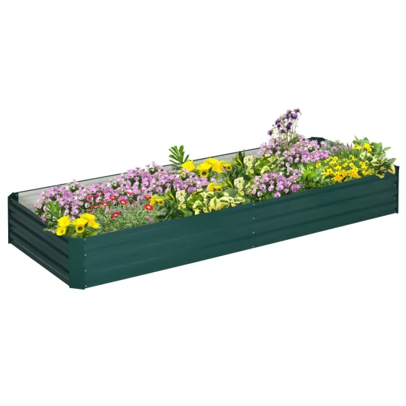 2-in-1 Galvanised Steel Raised Garden Bed - Large Adjustable Metal Planter