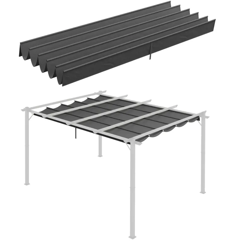 4 x 3m Retractable Pergola Replacement Canopy - Dark Grey