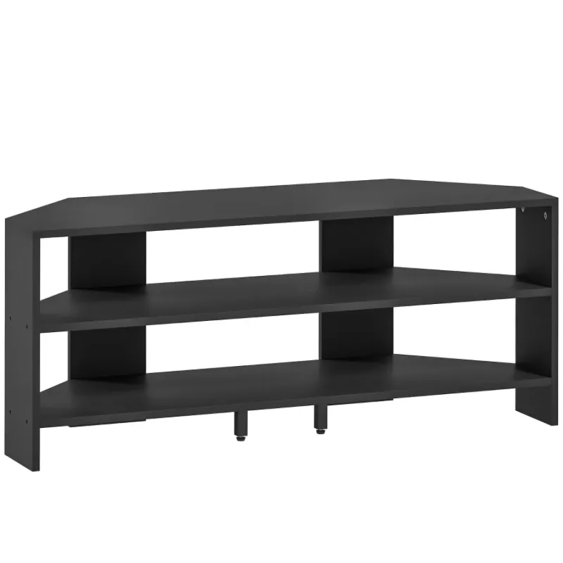 Black Corner TV Stand for TVs up to 47 Inch with 2 Shelves