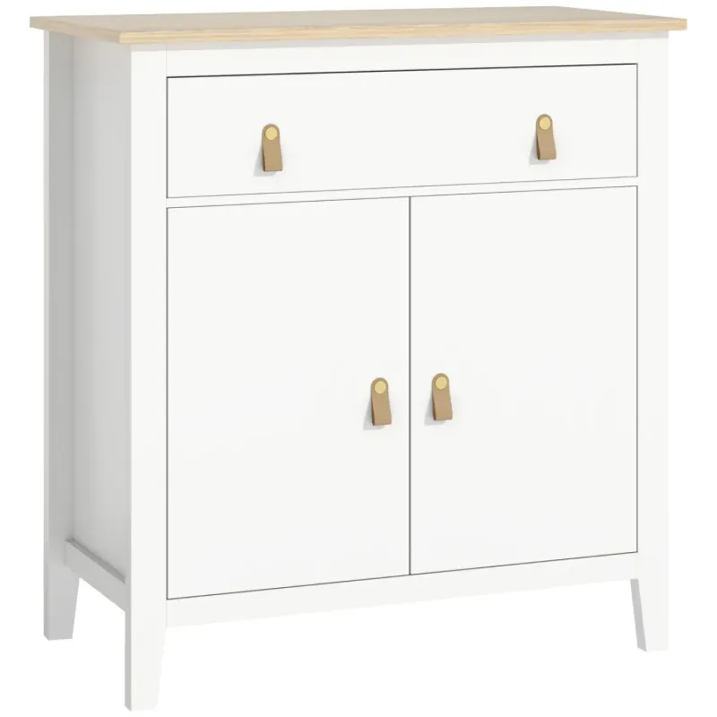 Farmhouse Style Sideboard, 80cm, in White, with Drawer and Cupboard