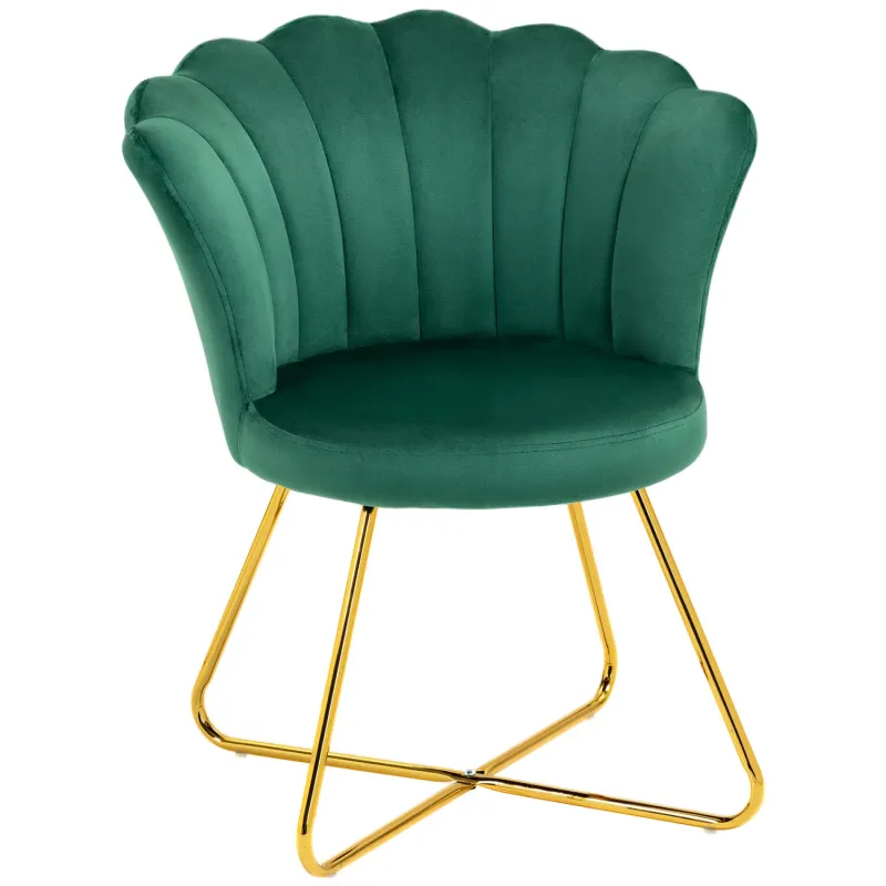 Lotus Petal Velvet-Feel Accent Chair - Green