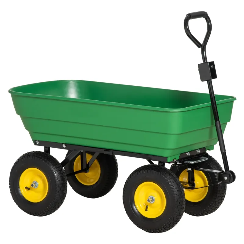  125L Heavy Duty Garden Dump Truck – 4-Wheel Tipping Trolley with 200kg Capacity