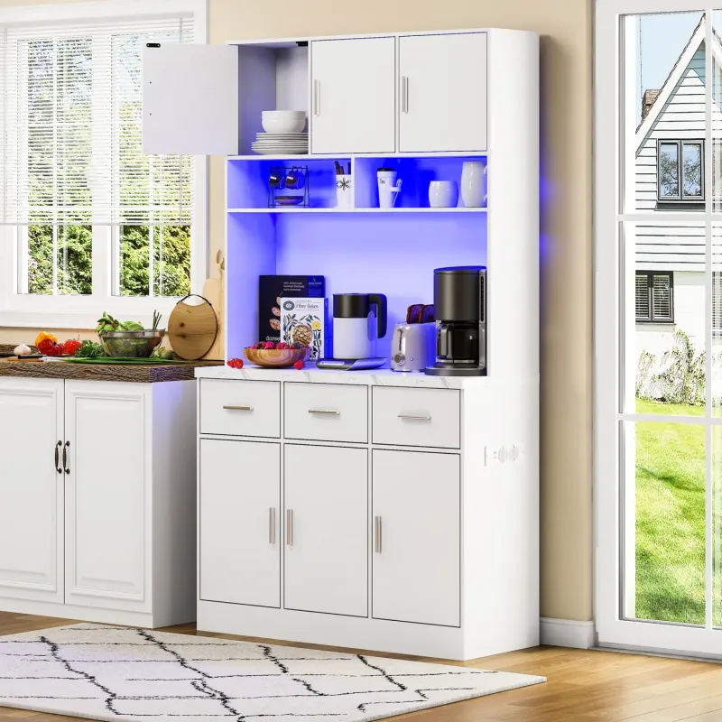 Kitchen Larder Cupboard with Charging Station and App-Controlled LED 100cm