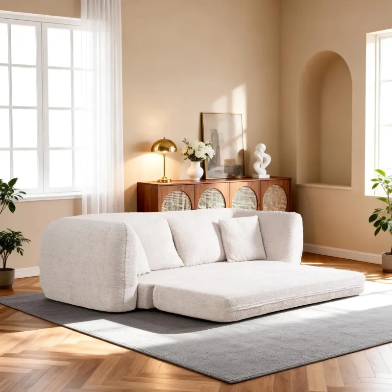 Softy Pull-Out Sofa Bed with Cushions - Beige