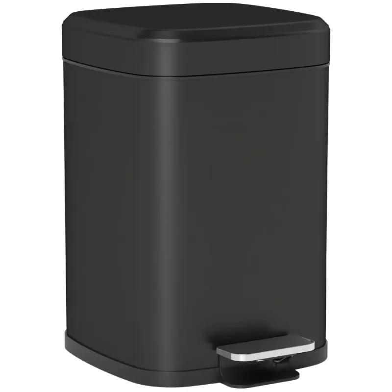 12L Modern Boxy Metal Kitchen Bin - Black