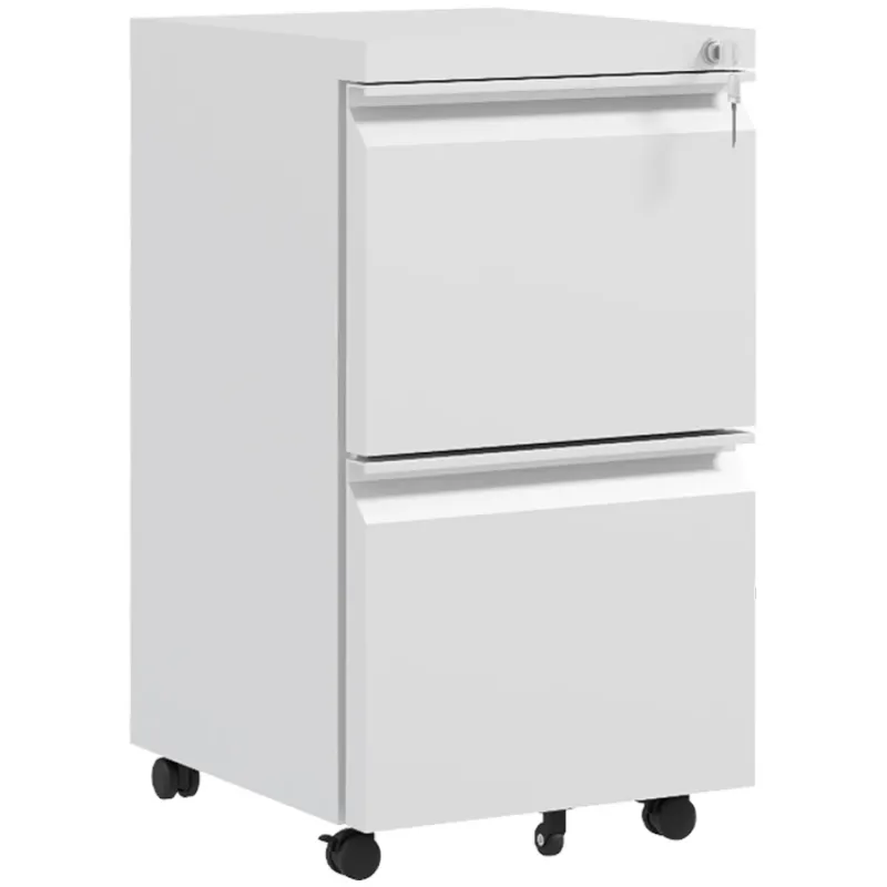 2-Drawer Mobile Steel Filing Cabinet - White