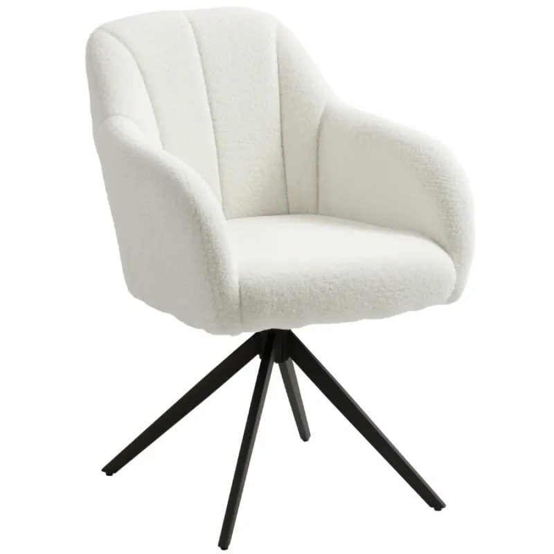 360° Swivel Teddy Fleece Accent Chair - White