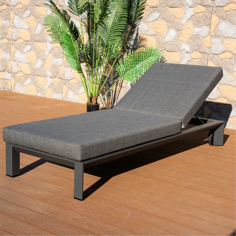 Arve Aluminium Sun Lounger with 13cm Cushion and Wheels