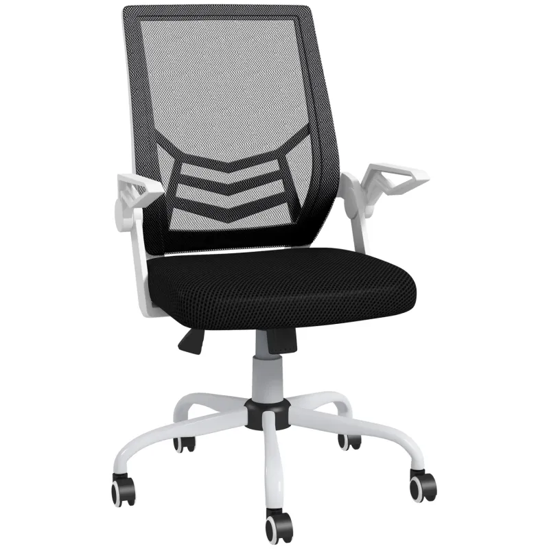Home Office Chair with Flip-up Arms and Lumbar Support - Black