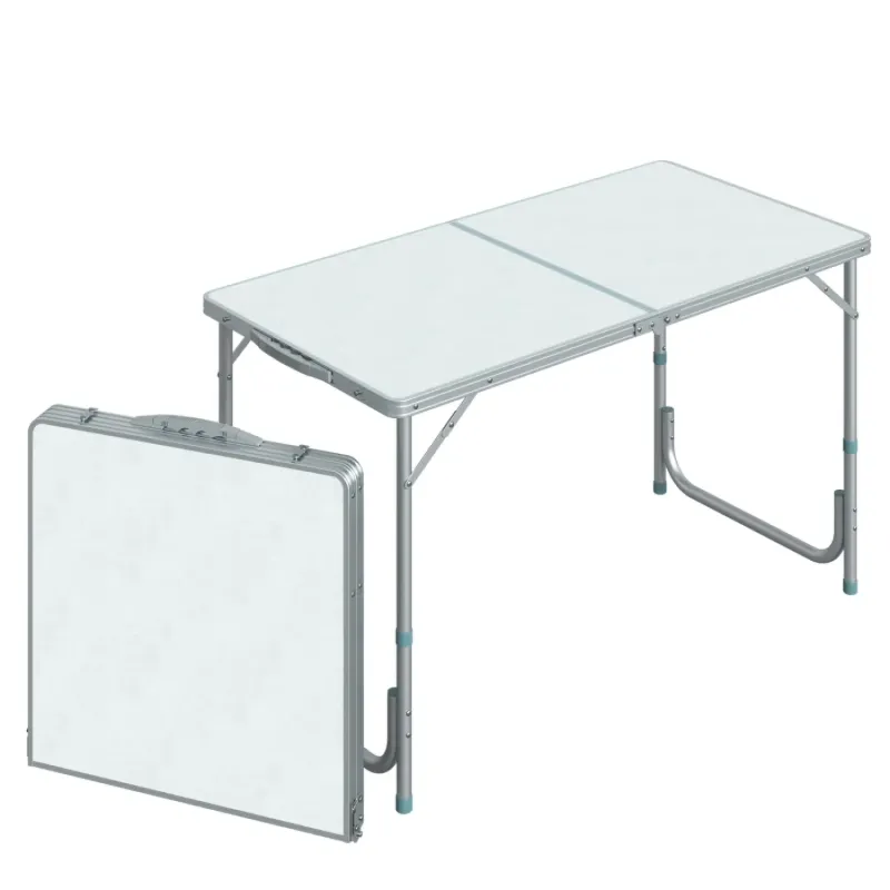 120cm Folding Camping Table - Height Adjustable Aluminium Portable Table