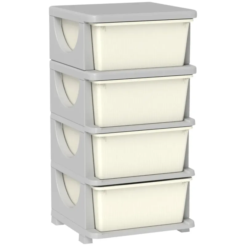 4-Tier Kids' Toy Storage Organiser with Removable Drawers - White