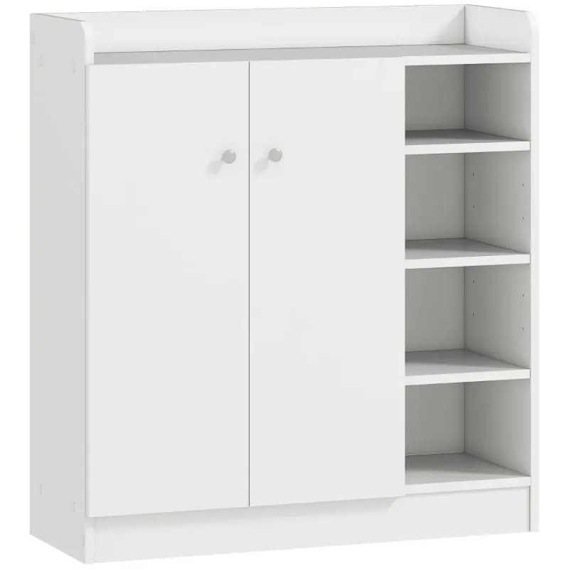Shoe Storage Cabinet with 2 Doors and Adjustable Shelves - White