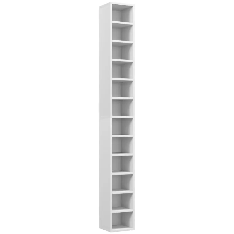 12 Cube Tall Slim CD DVD Storage Tower - 175cm White